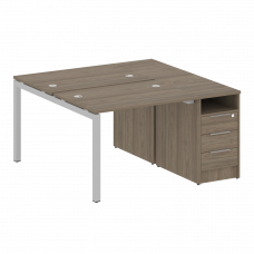 Metal System Quattro Рабочая станция с тумбой на П-образном м/к 50БП.РС-СТП-2.1 Вяз Благородный/Мета