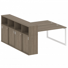 Metal System Quattro Рабочая станция с шкафом-купе на О-образном м/к 50БО.РС-СШК-4.4 Т Вяз Благородн