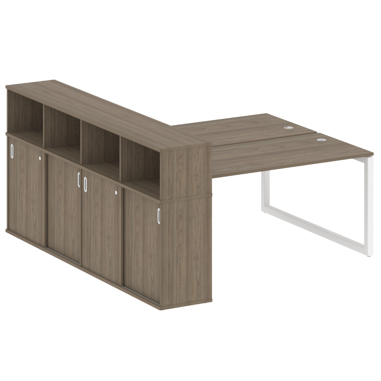 Metal System Quattro Рабочая станция с шкафом-купе на О-образном м/к 50БО.РС-СШК-4.4 Т Вяз Благородн