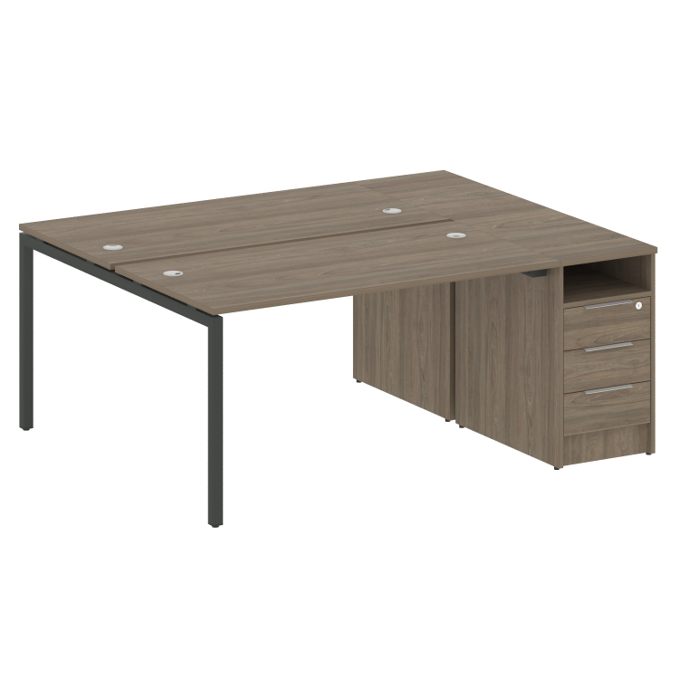 Metal System Quattro Рабочая станция с тумбой на П-образном м/к 40БП.РС-СТП-2.3 Вяз Благородный/Мета