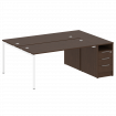 Metal System Quattro Рабочая станция с тумбой на П-образном м/к 40БП.РС-СТП-2.4 Венге Цаво/Металл Бе