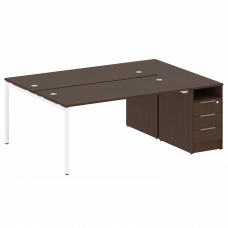 Metal System Quattro Рабочая станция с тумбой на П-образном м/к 40БП.РС-СТП-2.4 Венге Цаво/Металл Бе