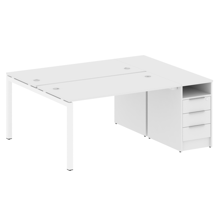 Metal System Quattro Рабочая станция с тумбой на П-образном м/к 50БП.РС-СТП-2.3 Белый/Металл Белый 1