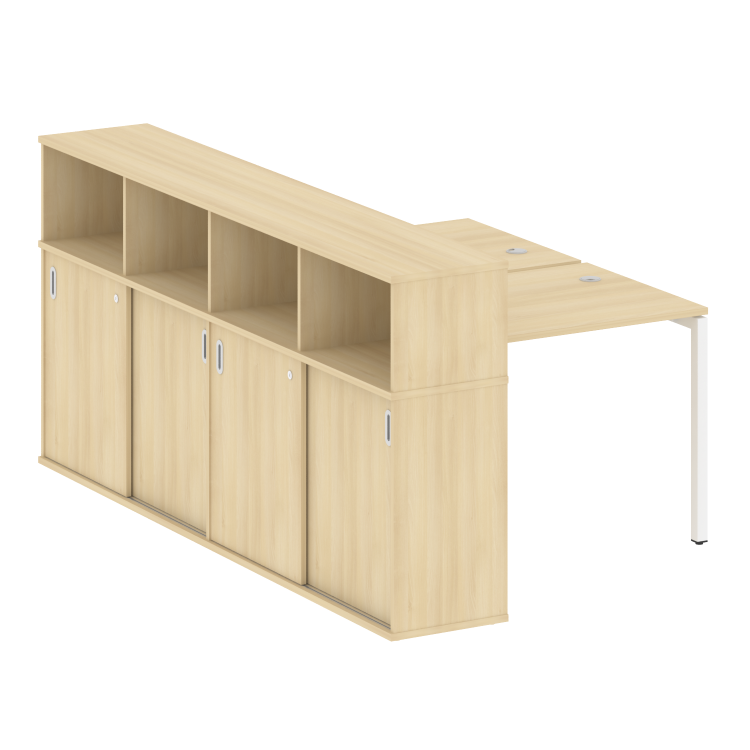 Metal System Quattro Рабочая станция с шкафом-купе на П-образном м/к 40БП.РС-СШК-4.1 Т Акация Лорка/