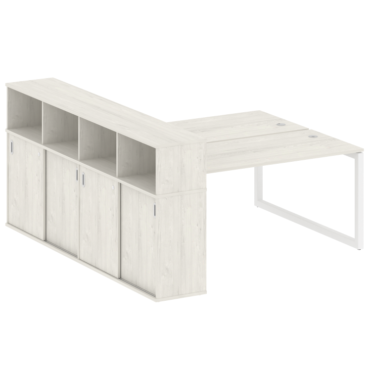 Metal System Quattro Рабочая станция с шкафом-купе на О-образном м/к 50БО.РС-СШК-4.4 Т Дуб Наварра/М