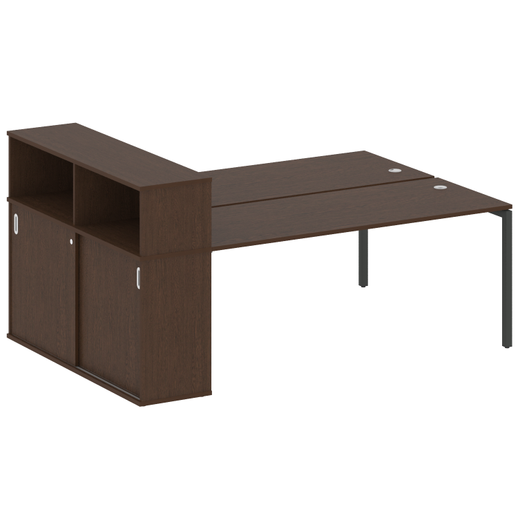 Metal System Quattro Рабочая станция с шкафом-купе на П-образном м/к 40БП.РС-СШК-2.5 Т Венге Цаво/Ме