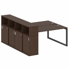 Metal System Quattro Рабочая станция с шкафом-купе на О-образном м/к 50БО.РС-СШК-4.4 Т Венге Цаво/Ме