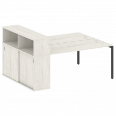 Metal System Quattro Рабочая станция с шкафом-купе на П-образном м/к 40БП.РС-СШК-2.4 Т Дуб Наварра/М