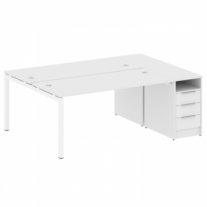 Метал Систем Куатро Рабочая станция с тумбой на П-образном м/к 50БП.РС-СТП-2.4 Белый/Металл Белый 20