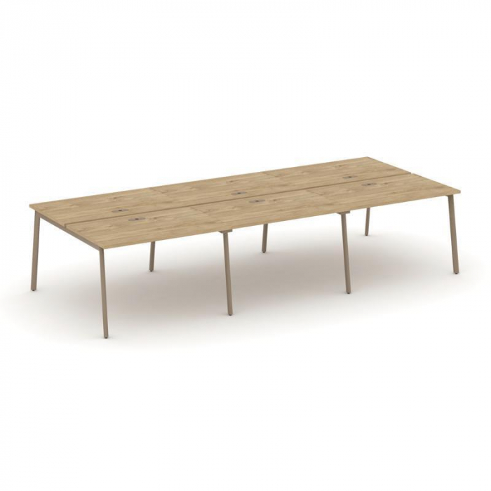 Эстетика Рабочая станция 6 мест ES.D.RS-6.2-LP Тиквуд Светлый/Металл Латте 3540*1500*750