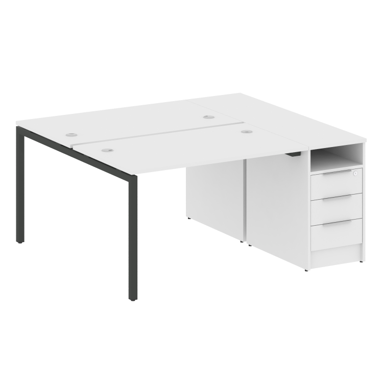 Metal System Quattro Рабочая станция с тумбой на П-образном м/к 40БП.РС-СТП-2.2 Белый/Металл Антраци