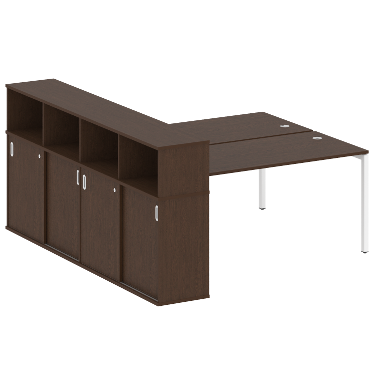 Metal System Quattro Рабочая станция с шкафом-купе на П-образном м/к 40БП.РС-СШК-4.4 Т Венге Цаво/Ме