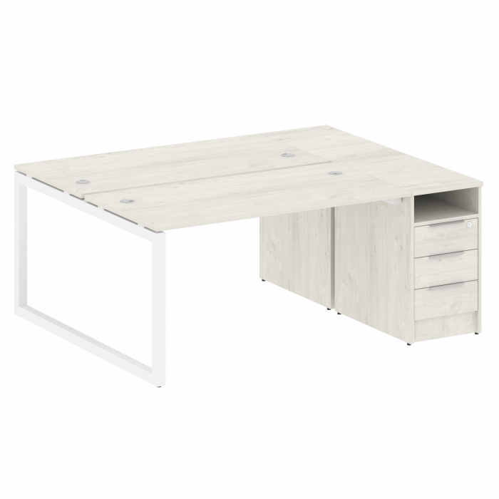 Метал Систем Куатро Рабочая станция с тумбой на О-образном м/к 50БО.РС-СТП-2.3 Дуб Наварра/Металл Бе