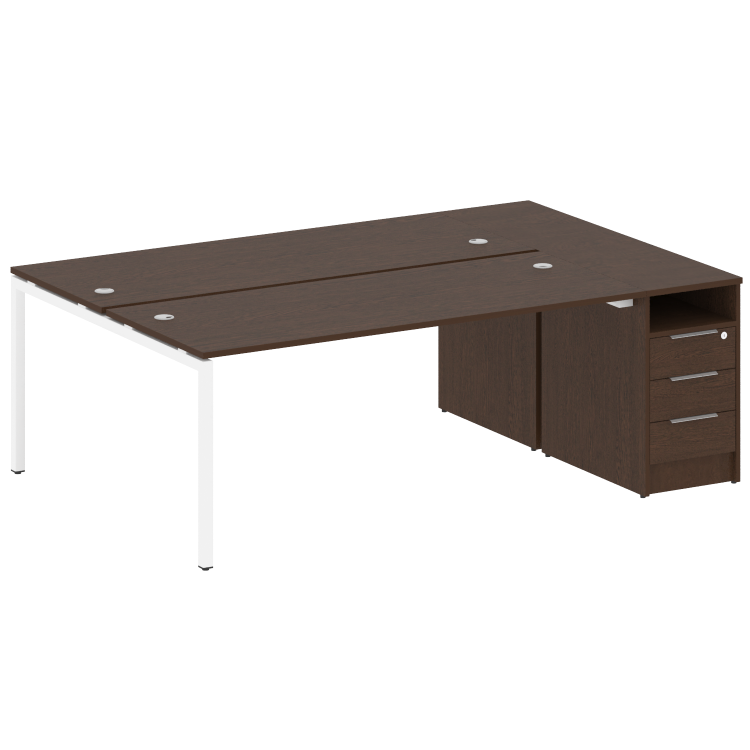 Metal System Quattro Рабочая станция с тумбой на П-образном м/к 40БП.РС-СТП-2.5 Венге Цаво/Металл Бе