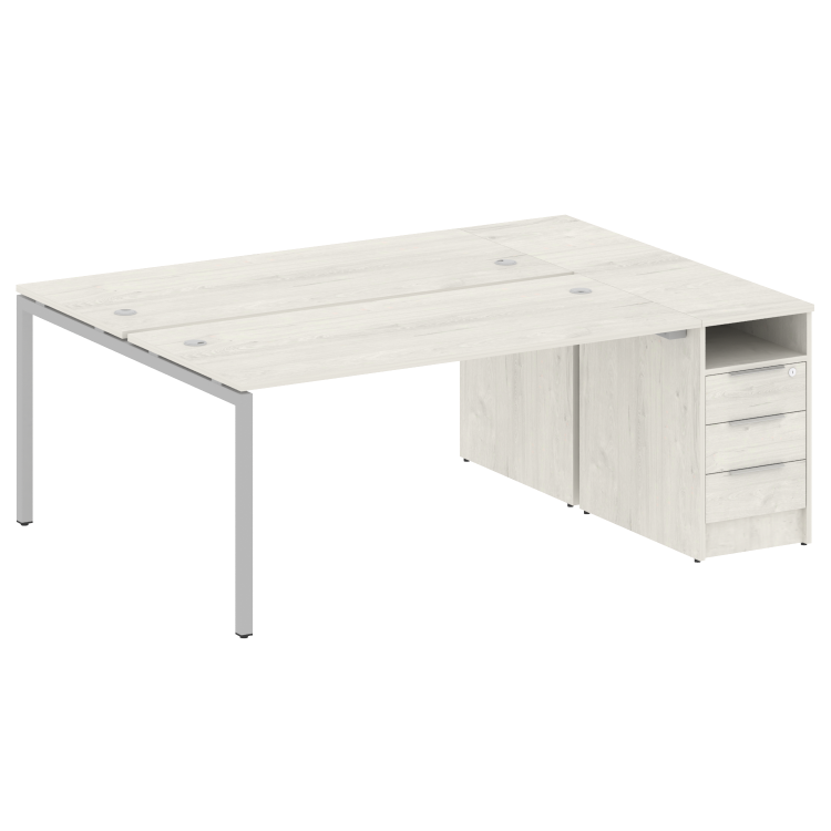 Metal System Quattro Рабочая станция с тумбой на П-образном м/к 40БП.РС-СТП-2.4 Дуб Наварра/Металл С