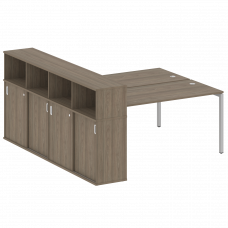 Metal System Quattro Рабочая станция с шкафом-купе на П-образном м/к 40БП.РС-СШК-4.4 Т Вяз Благородн