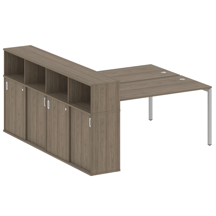Metal System Quattro Рабочая станция с шкафом-купе на П-образном м/к 40БП.РС-СШК-4.4 Т Вяз Благородн