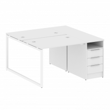 Metal System Quattro Рабочая станция с тумбой на О-образном м/к 40БО.РС-СТП-2.1 Белый/Металл Белый 1