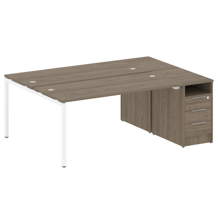 Metal System Quattro Рабочая станция с тумбой на П-образном м/к 40БП.РС-СТП-2.4 Вяз Благородный/Мета