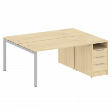 Metal System Quattro Рабочая станция с тумбой на П-образном м/к 50БП.РС-СТП-2.3 Акация Лорка/Металл