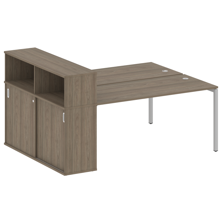 Metal System Quattro Рабочая станция с шкафом-купе на П-образном м/к 40БП.РС-СШК-2.4 Т Вяз Благородн