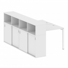 Metal System Quattro Рабочая станция с шкафом-купе на П-образном м/к 50БП.РС-СШК-4.1 Т Белый/Металл