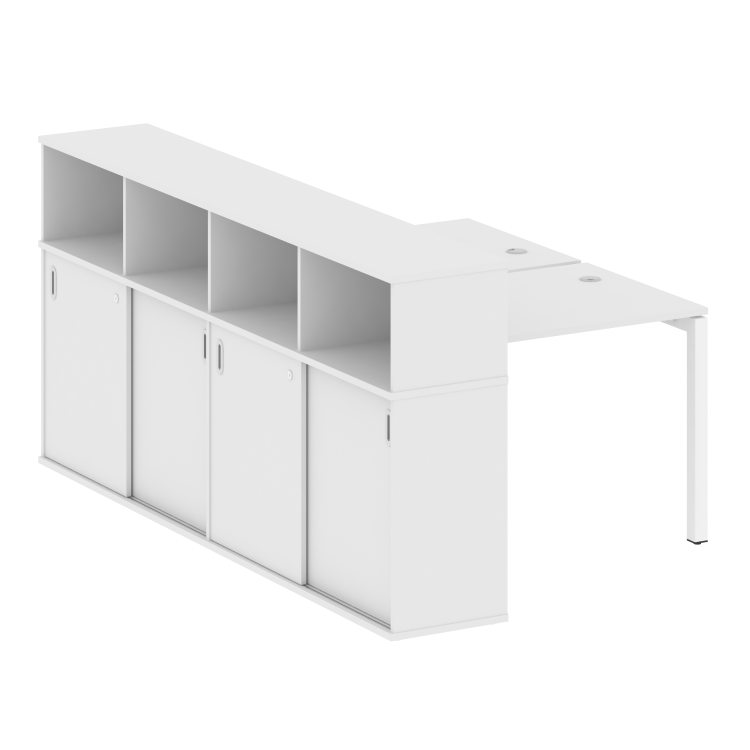 Metal System Quattro Рабочая станция с шкафом-купе на П-образном м/к 50БП.РС-СШК-4.1 Т Белый/Металл