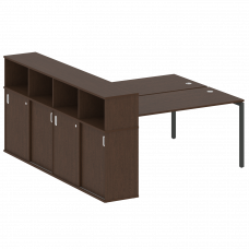 Metal System Quattro Рабочая станция с шкафом-купе на П-образном м/к 40БП.РС-СШК-4.4 Т Венге Цаво/Ме