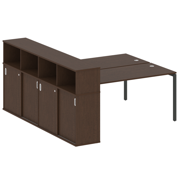 Metal System Quattro Рабочая станция с шкафом-купе на П-образном м/к 40БП.РС-СШК-4.4 Т Венге Цаво/Ме