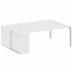 Metal System Quattro Рабочая станция с шкафом-купе на П-образном м/к 40БП.РС-СШК-1.5 Т Белый/Металл