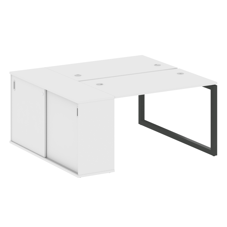 Metal System Quattro Рабочая станция с шкафом-купе на О-образном м/к 50БО.РС-СШК-1.2 Т Белый/Металл