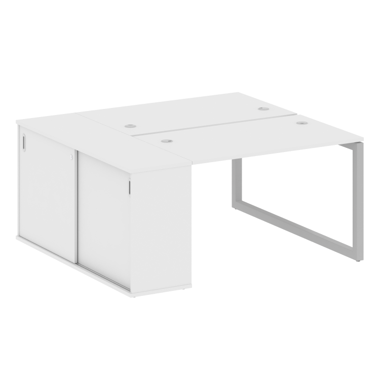 Metal System Quattro Рабочая станция с шкафом-купе на О-образном м/к 50БО.РС-СШК-1.2 Т Белый/Металл