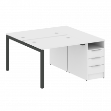 Metal System Quattro Рабочая станция с тумбой на П-образном м/к 50БП.РС-СТП-2.1 Белый/Металл Антраци