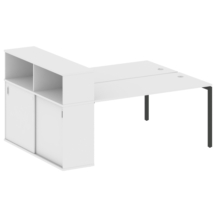 Metal System Quattro Рабочая станция с шкафом-купе на П-образном м/к 40БП.РС-СШК-2.4 Т Белый/Металл