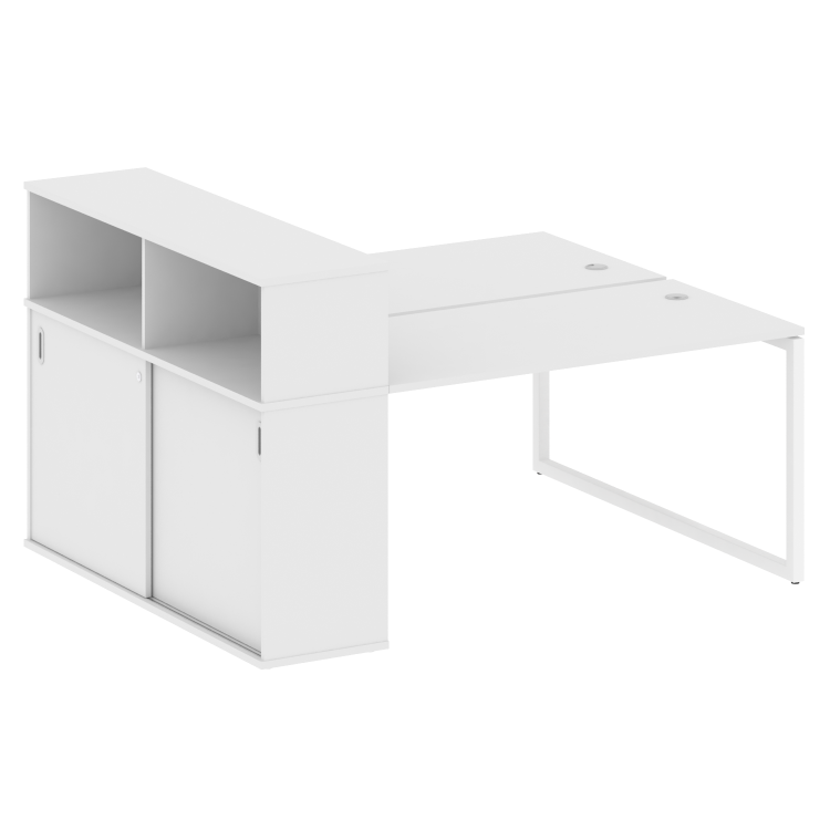 Metal System Quattro Рабочая станция с шкафом-купе на О-образном м/к 40БО.РС-СШК-2.3 Т Белый/Металл