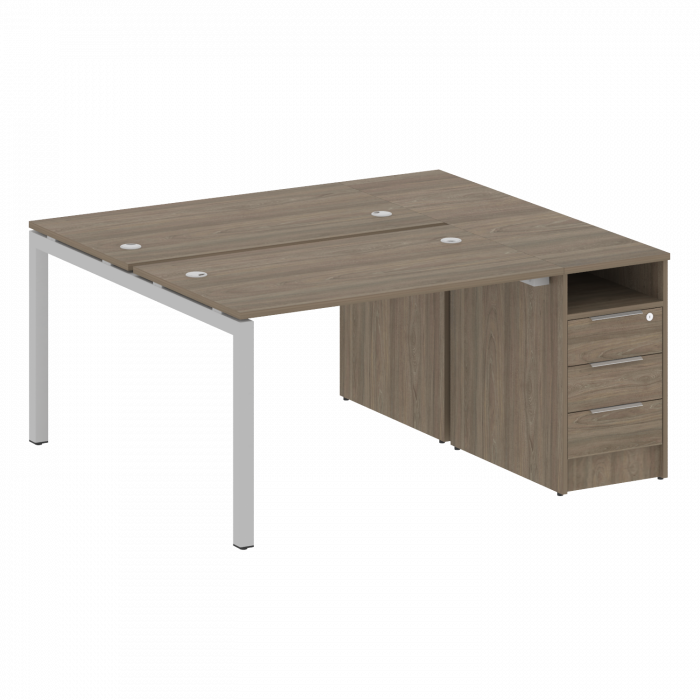 Metal System Quattro Рабочая станция с тумбой на П-образном м/к 50БП.РС-СТП-2.2 Вяз Благородный/Мета