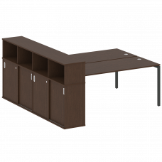 Metal System Quattro Рабочая станция с шкафом-купе на П-образном м/к 40БП.РС-СШК-4.5 Т Венге Цаво/Ме