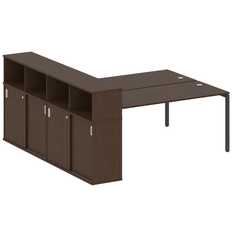 Metal System Quattro Рабочая станция с шкафом-купе на П-образном м/к 40БП.РС-СШК-4.5 Т Венге Цаво/Ме