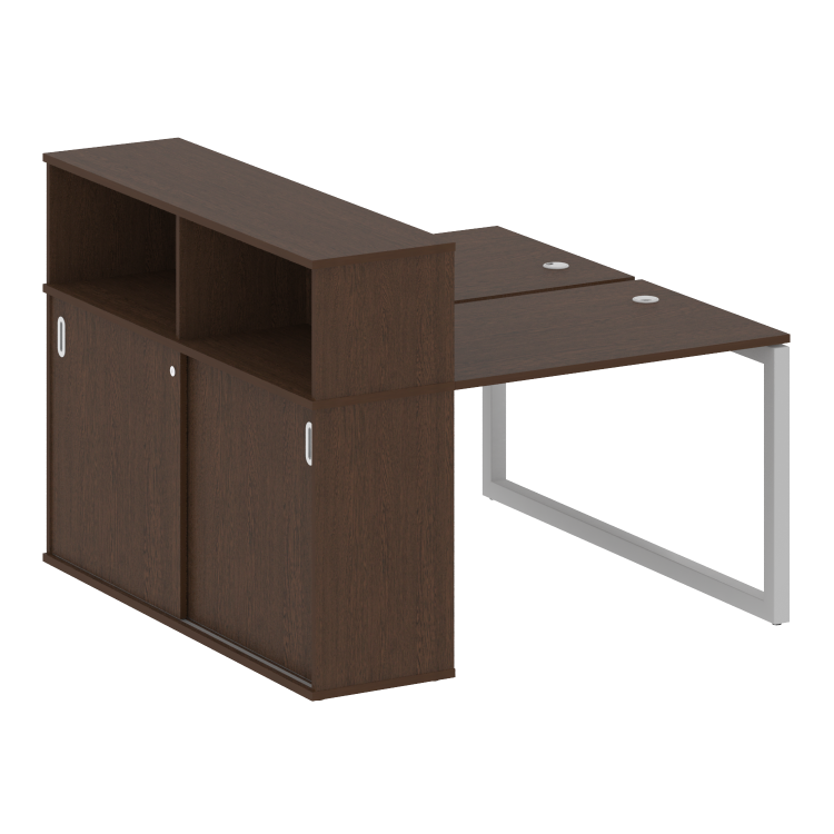 Metal System Quattro Рабочая станция с шкафом-купе на О-образном м/к 50БО.РС-СШК-2.1 Т Венге Цаво/Ме