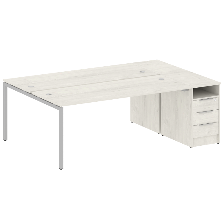 Metal System Quattro Рабочая станция с тумбой на П-образном м/к 40БП.РС-СТП-2.5 Дуб Наварра/Металл С