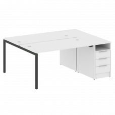 Metal System Quattro Рабочая станция с тумбой на П-образном м/к 40БП.РС-СТП-2.3 Белый/Металл Антраци