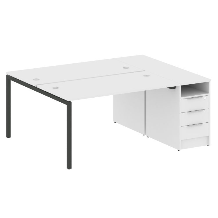 Metal System Quattro Рабочая станция с тумбой на П-образном м/к 40БП.РС-СТП-2.3 Белый/Металл Антраци