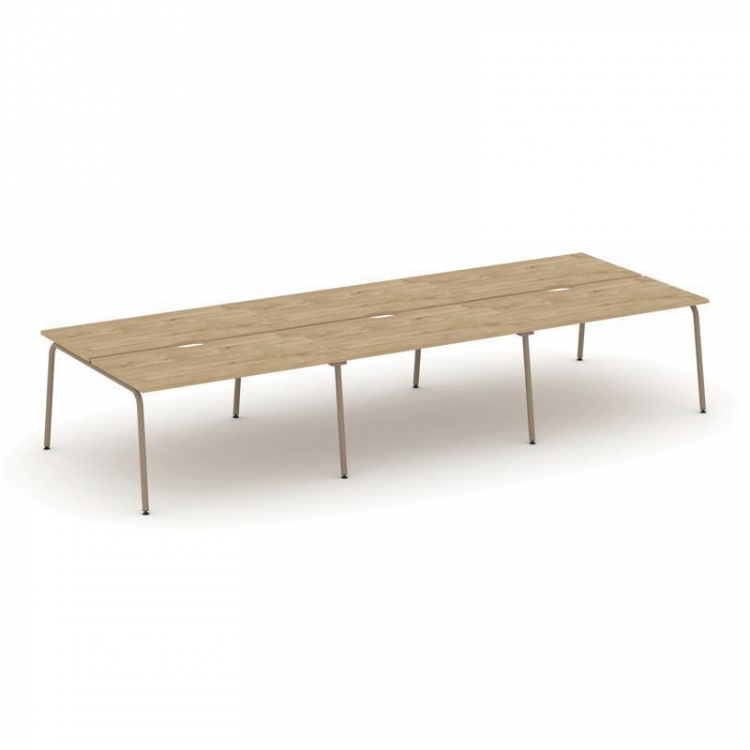 Estetica Рабочая станция 6 мест ES.D.RS-6.3-VK Тиквуд Светлый/Металл Латте 4140*1500*750