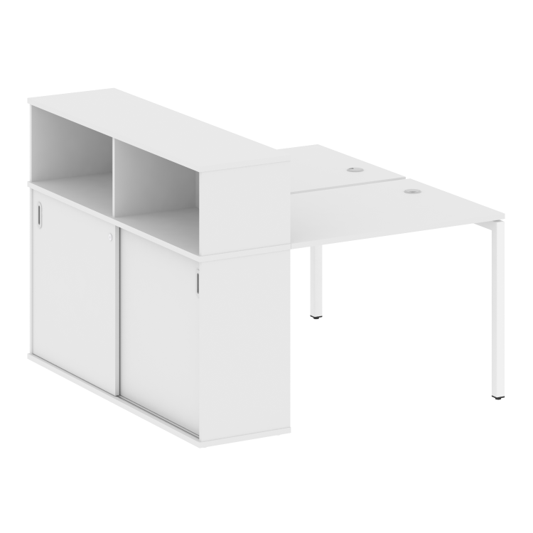 Metal System Quattro Рабочая станция с шкафом-купе на П-образном м/к 40БП.РС-СШК-2.1 Т Белый/Металл