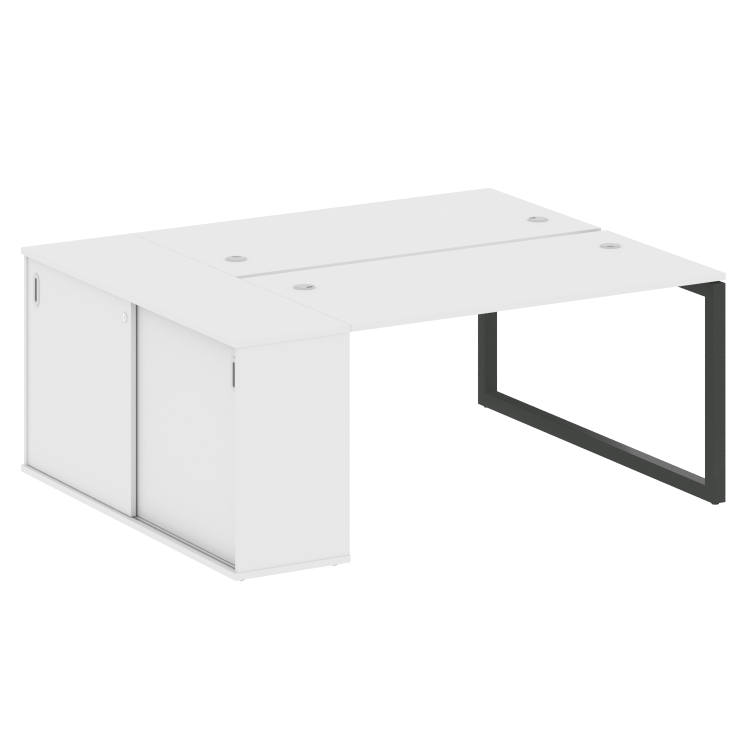 Metal System Quattro Рабочая станция с шкафом-купе на О-образном м/к 50БО.РС-СШК-1.3 Т Белый/Металл