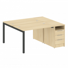 Metal System Quattro Рабочая станция с тумбой на П-образном м/к 50БП.РС-СТП-2.2 Акация Лорка/Металл