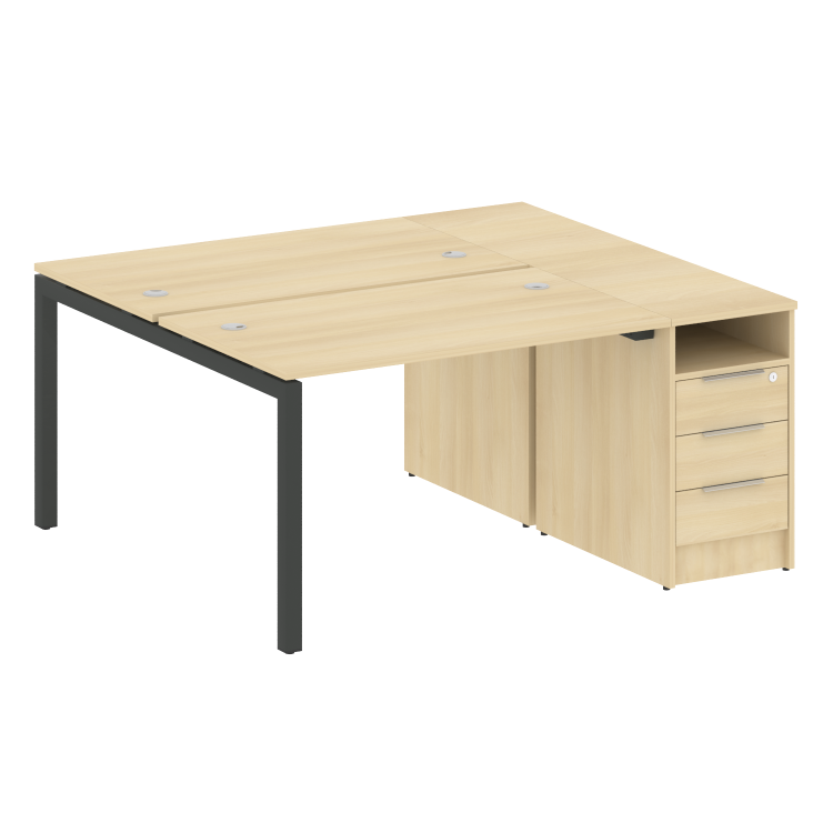 Metal System Quattro Рабочая станция с тумбой на П-образном м/к 50БП.РС-СТП-2.2 Акация Лорка/Металл