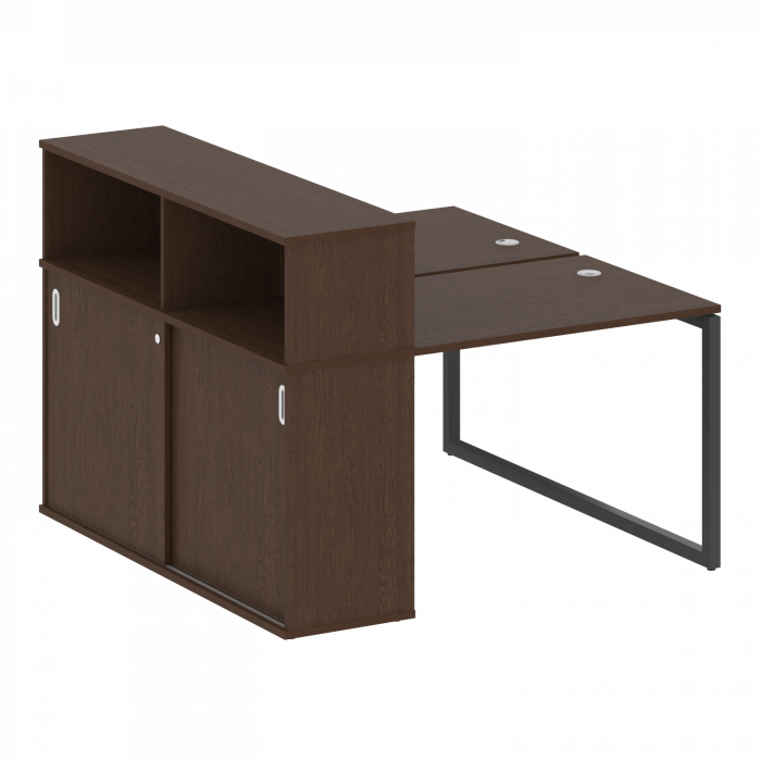 Metal System Quattro Рабочая станция с шкафом-купе на О-образном м/к 40БО.РС-СШК-2.1 Т Венге Цаво/Ме