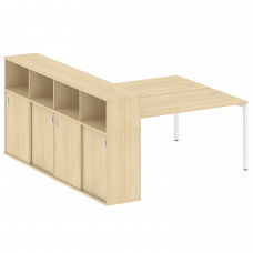 Metal System Quattro Рабочая станция с шкафом-купе на П-образном м/к 40БП.РС-СШК-4.4 Т Акация Лорка/