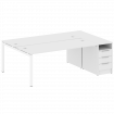 Metal System Quattro Рабочая станция с тумбой на П-образном м/к 50БП.РС-СТП-2.5 Белый/Металл Белый 2